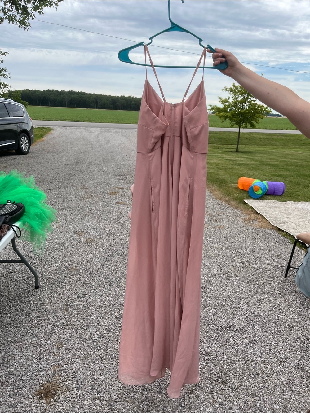 Birdy Grey Dusty Rose Spaghetti Strap Maxi Dress With Slit and Pockets!